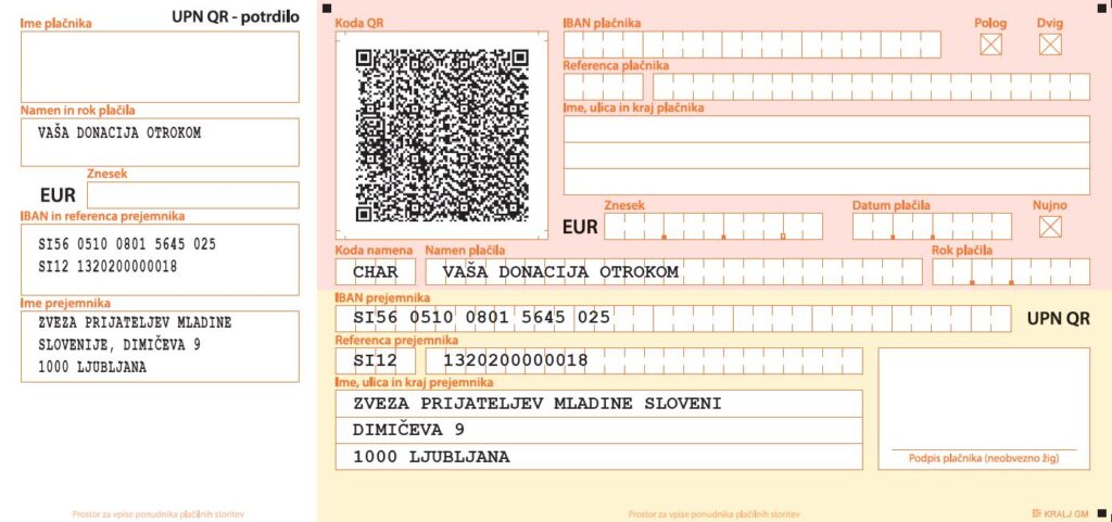 UPN OBRAZEC, VAŠA DONACIJA OTROKOM UPN OBRAZEC, VAŠA DONACIJA OTROKOM